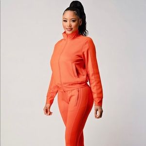 Hustlin Divas small Med and large sweat suits. Tangerine